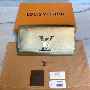 LOUIS VUITTON Metallic Gold Leather Pochette Soir Clutch Bag M94334 Neo Sobe
